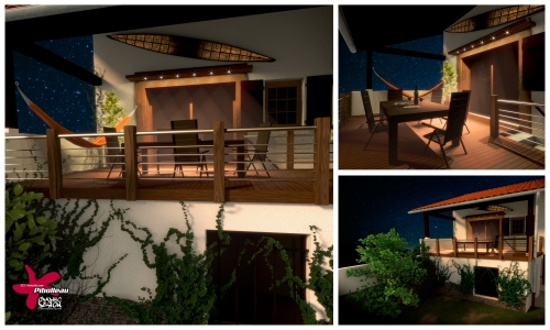 Aménagement - Mise en 3D + lumière d'un projet de terrasse en 3D avant vente