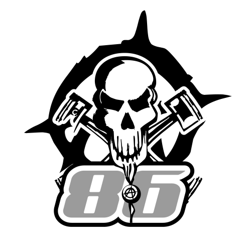 Logo Skull 86 - Création d'un logo mécanique soudure perso sur la base de mon numéro de course